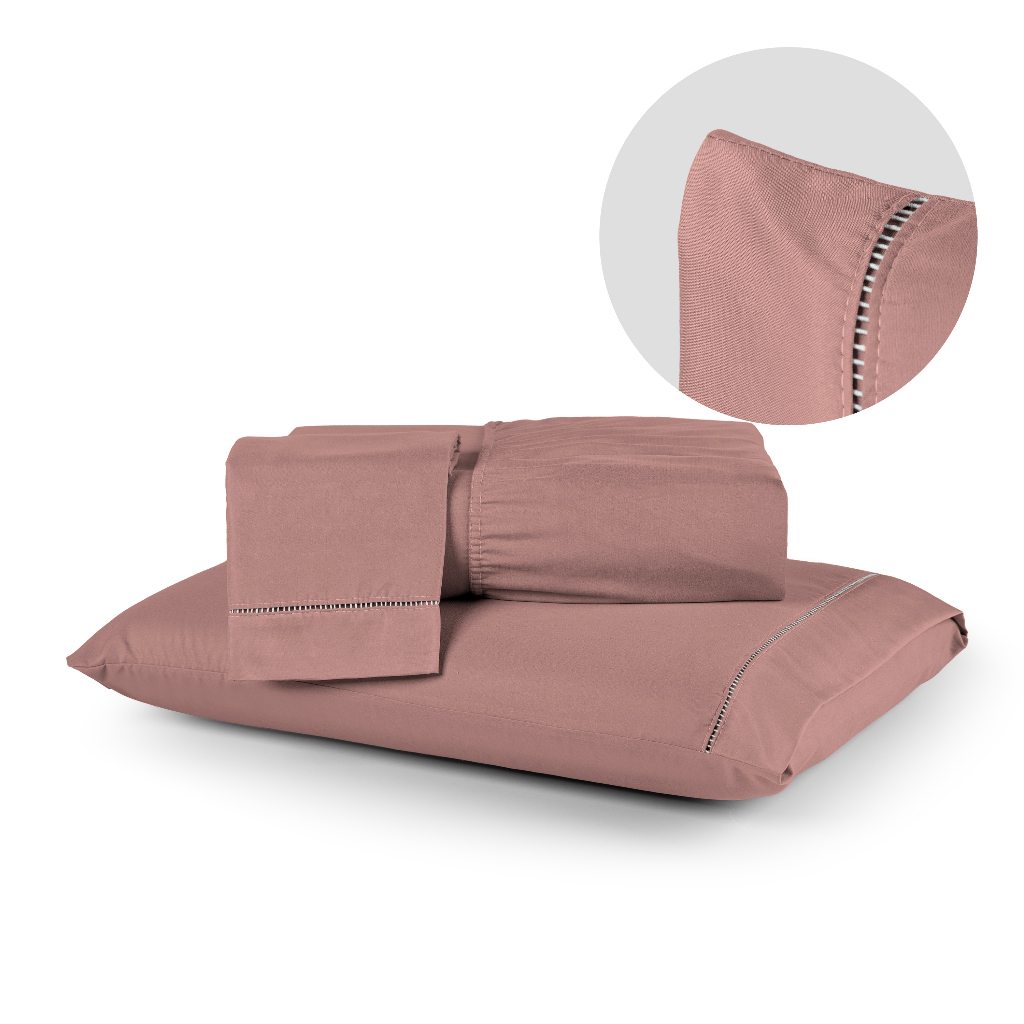 Jogo de Lençol 400 fios Cama Box com Fronha em Ponto Palito Micropercal