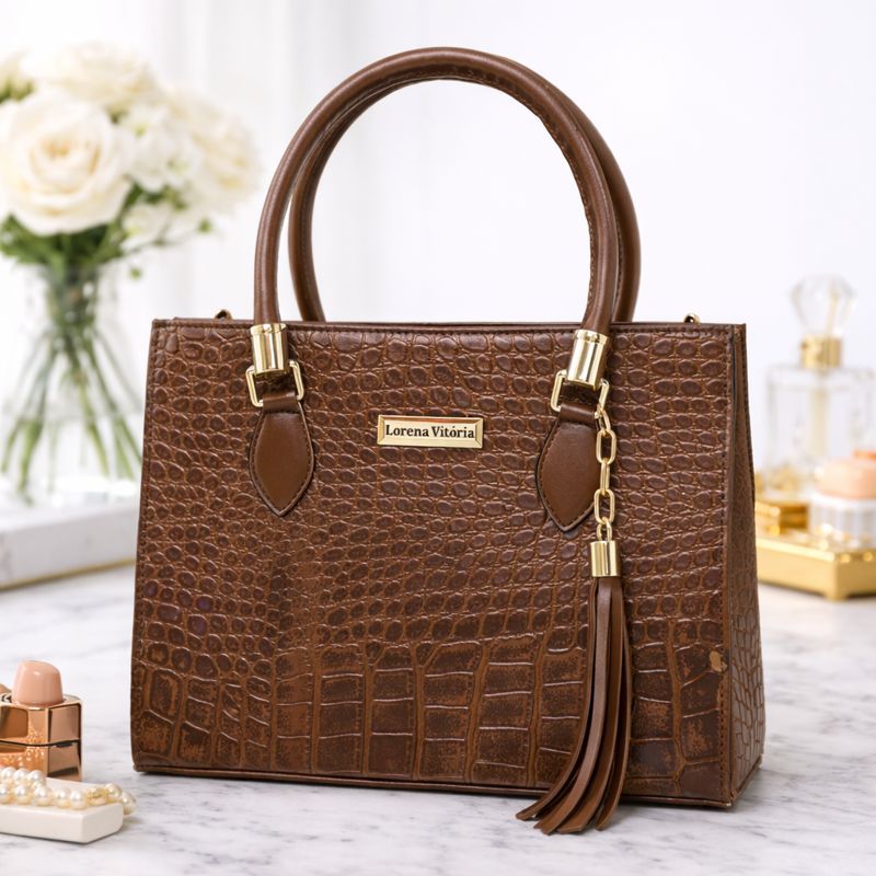 LANÇAMENTO BOLSA FEMININA CROCO CORES VARIADAS LUXO NOVIDADE KIT BOLSA E CARTEIRA