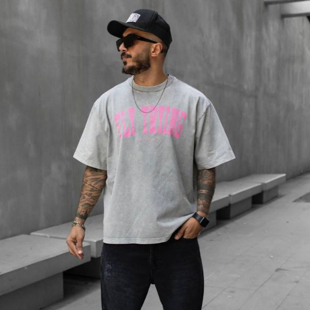 Camiseta Oversized Fly Trying College Pink Aftersoul Unissex Plus Size P ao G5 100% Algodão