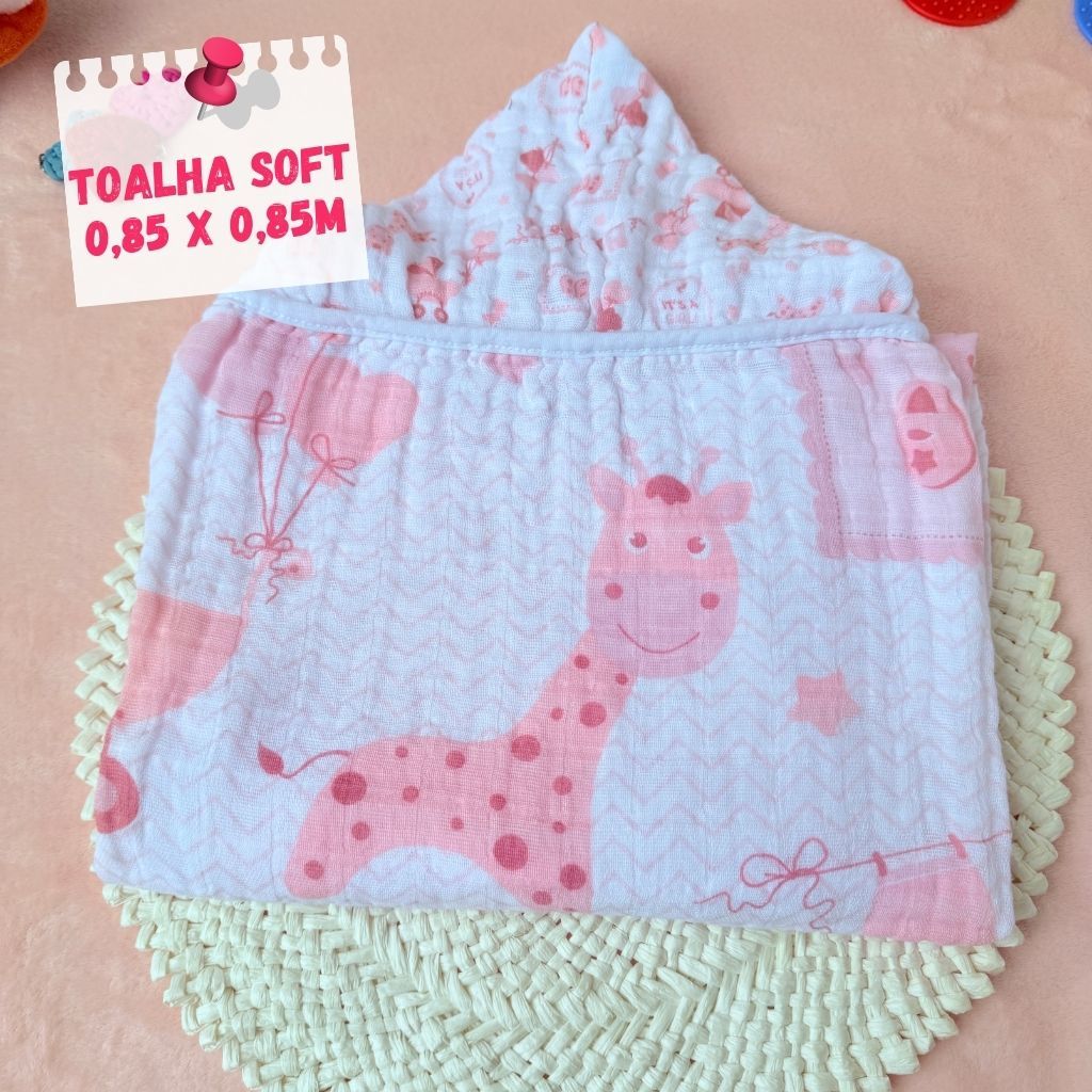 Toalha de banho bebê Soft Fralda 85x85 com capuz Envio Imediato