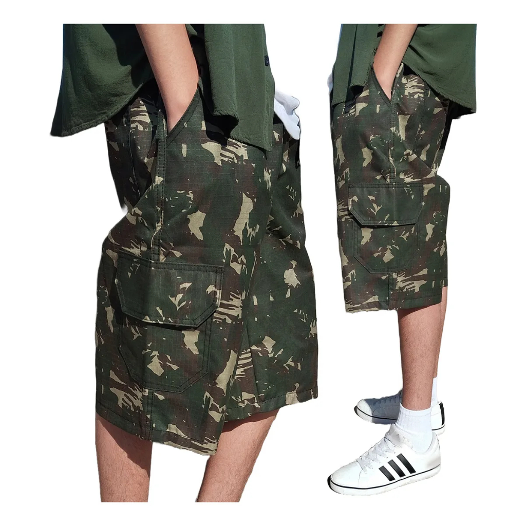 Bermuda Cargo Oversize Camuflado Tatica Militar Exercito Trilha PaintBall Airsoft Skate Baggy Folgada 6 Bolsos em Oferta na Shopee