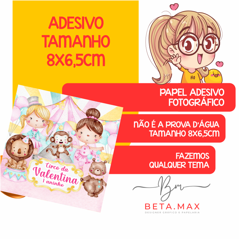 ADESIVO PERSONALIZADO 8X6,5CM FAZEMOS QUALQUER TEMA