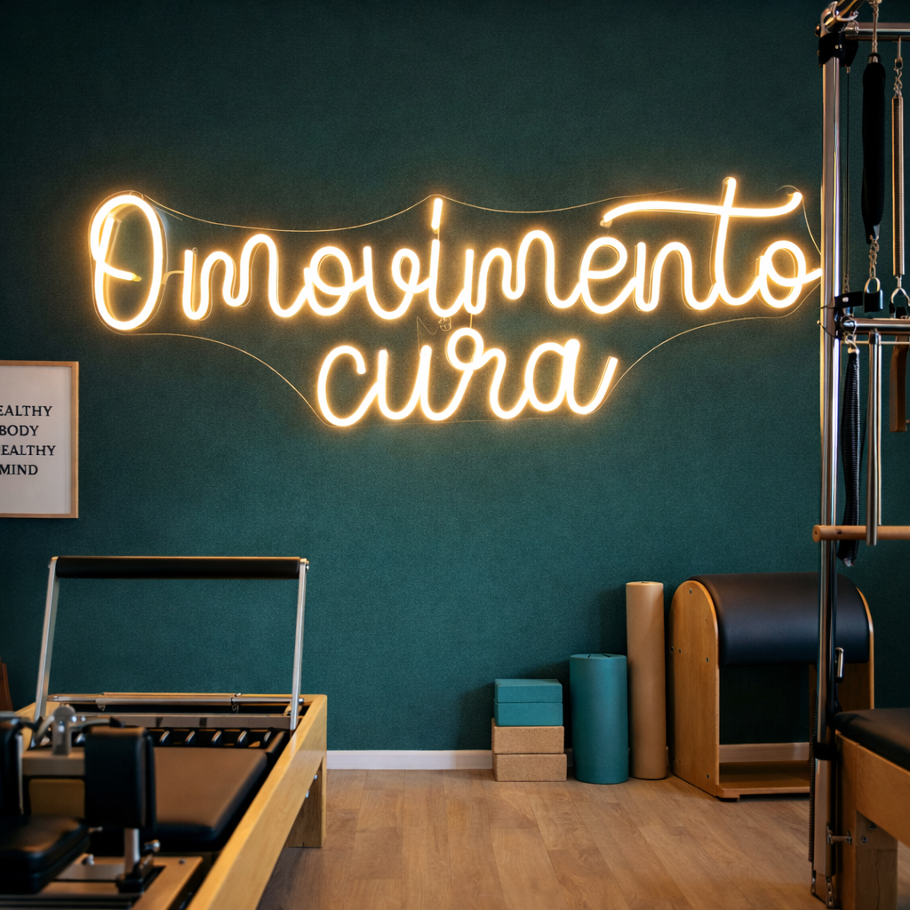 O Movimento Cura - Letreiro Em Neon Decoração Led Pilates Academia Painel Fotos 60x25cm em Oferta na Shopee