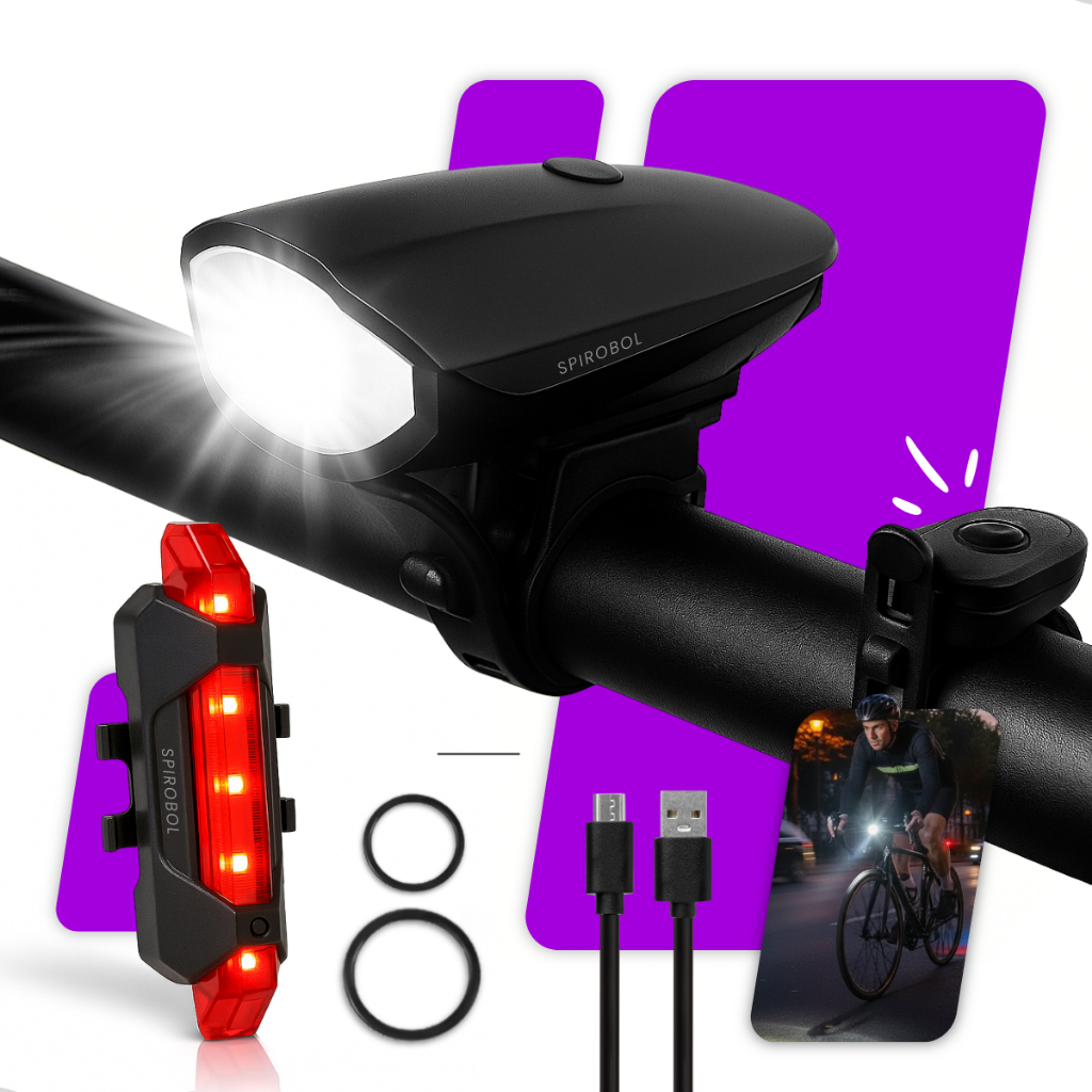 Kit Farol Buzina E Lanterna Bike Led Recarregável USB Bicicleta dianteira traseira forte potente