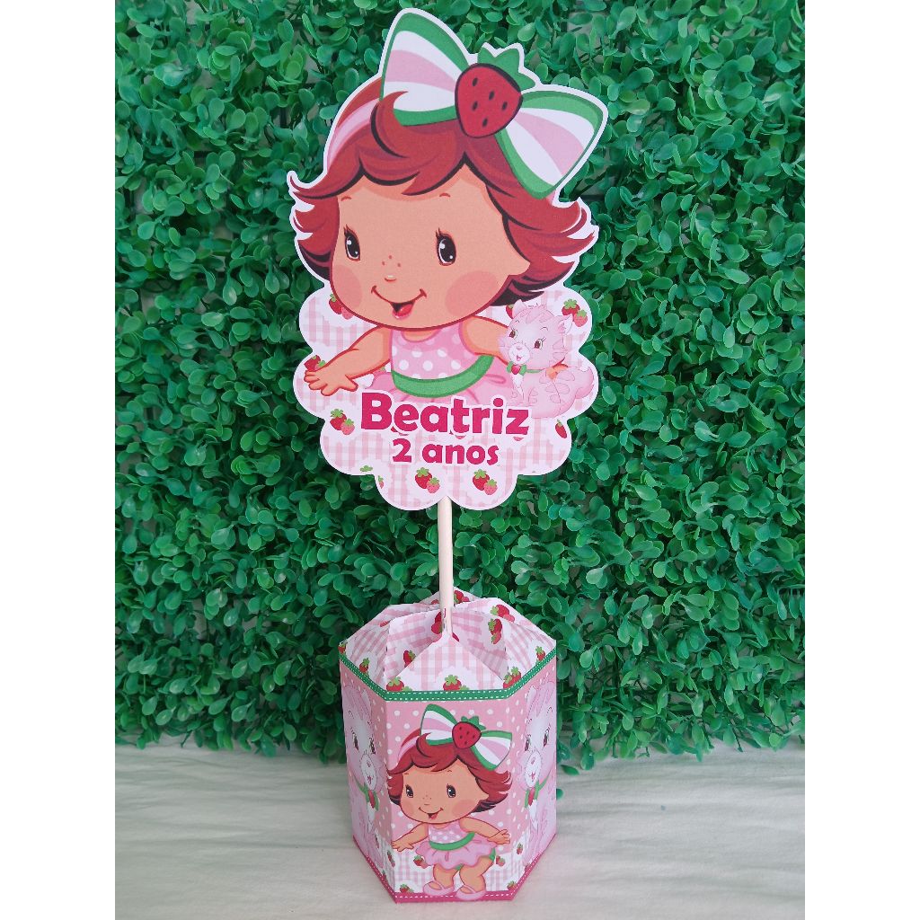 CENTRO DE MESA MORANGUINHO BABY ( PEGUE E MONTE )arranjo de mesa moranguinho para festa infantil e lembrancinhas