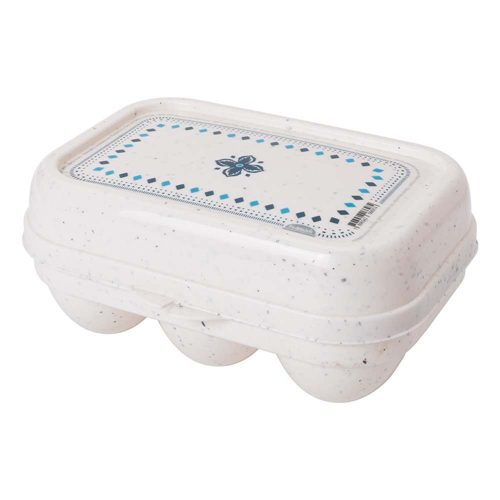 Porta Ovos com 6 cavidades Branco Marmorizado em Oferta na Shopee