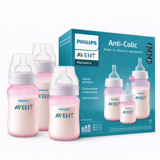 Kit 3 Mamadeiras Rosa Clássica Anticólica 125/260/330ml - PHILIPS AVENT em Oferta na Shopee