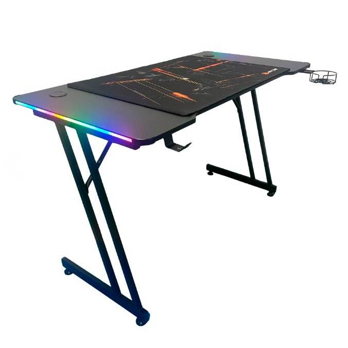 Mesa Pro Gamer Efeito Carbono 120x60 COM LED RGB e SEM LED e MousePad