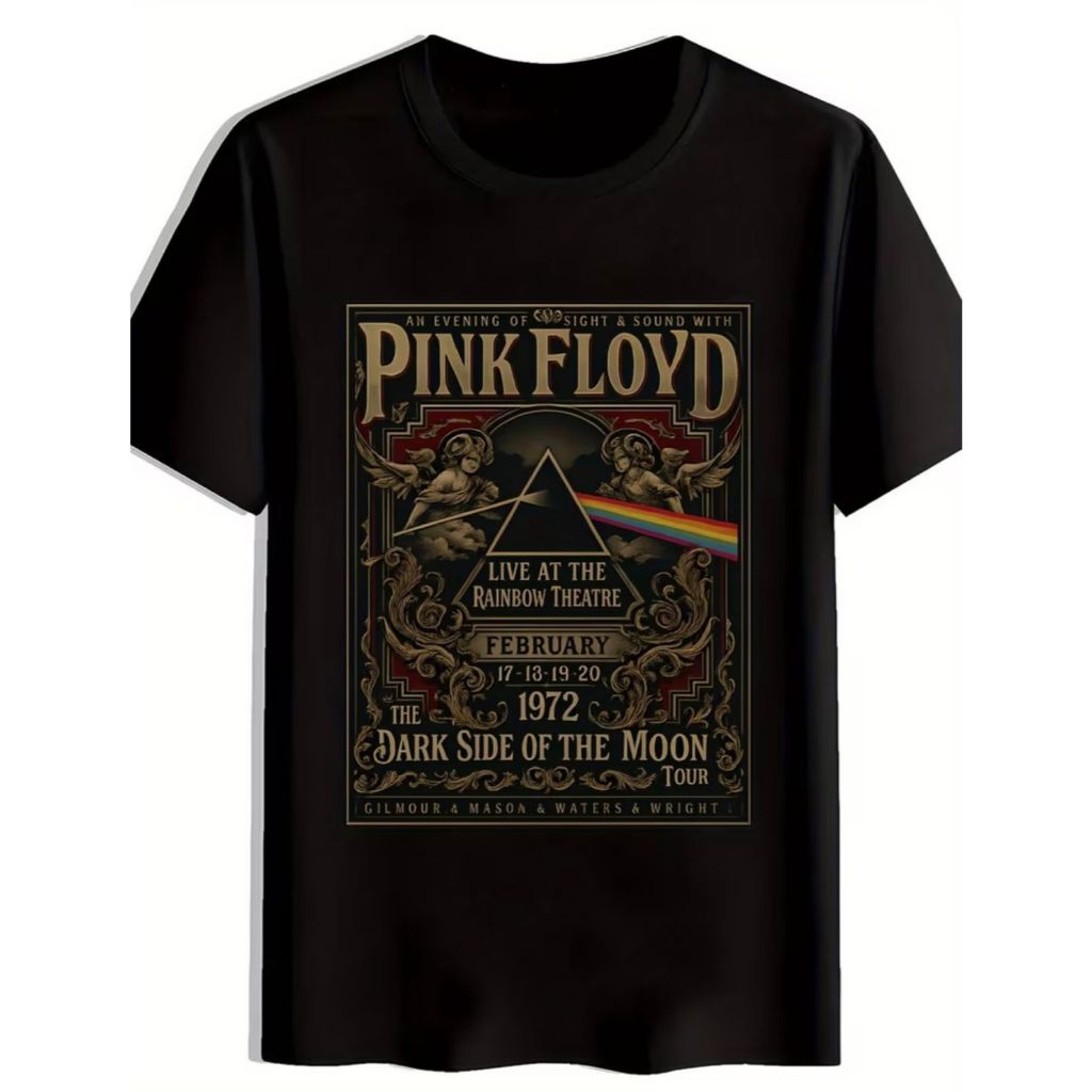 Camiseta Preta Unissex Algodão fio 30.1 Pink Floyd Rock Lançamento