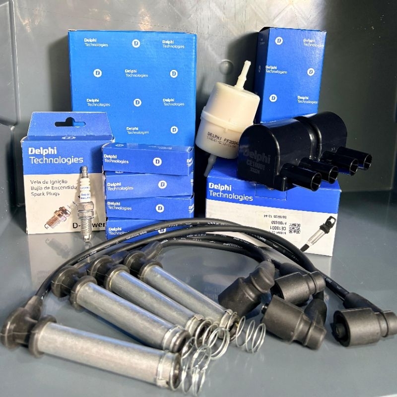 Kit Ignição Completo GM 1.0 Flex — Cabos + Velas + Bobina + Filtro de Combustível (Celta / Corsa / Classic)