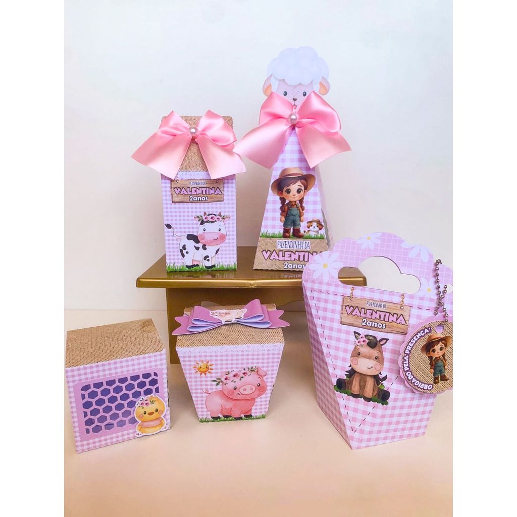 Kit Caixas Personalizada Fazendinha Aniversários/Festas/Mesversário/Lembrancinha de Festa