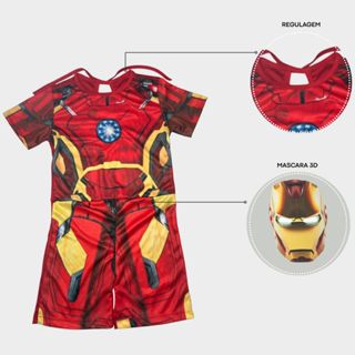 Fantasia Homem de Ferro Infantil Heróis + Máscara 3D em Oferta na Shopee