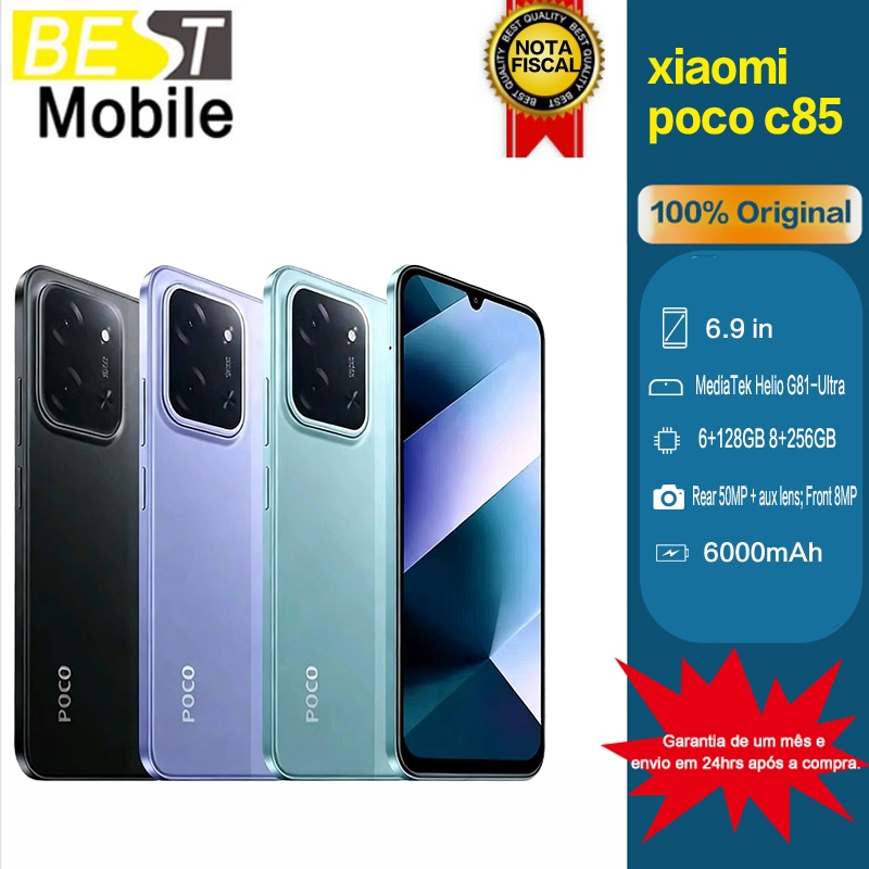 Celular Xiaomi POCO C85 Dual SIM 6+128GB 8+256GB Ram - Lacrado + Nota Fisca