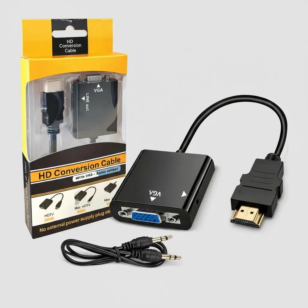 Cabo Adaptador Conversor Hdmi Para Vga 1080p Áudio Video