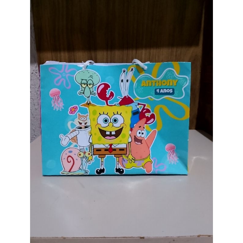 Sacolas Surpresa personalizadas ideal para lembrancinhas de aniversário Bob esponja Todos os temas Semi montadas