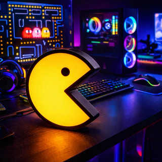 Kit Luminária Pac-Man 3D - Decoração para Quarto Gamer , Decorativos Colecionável Geek Action