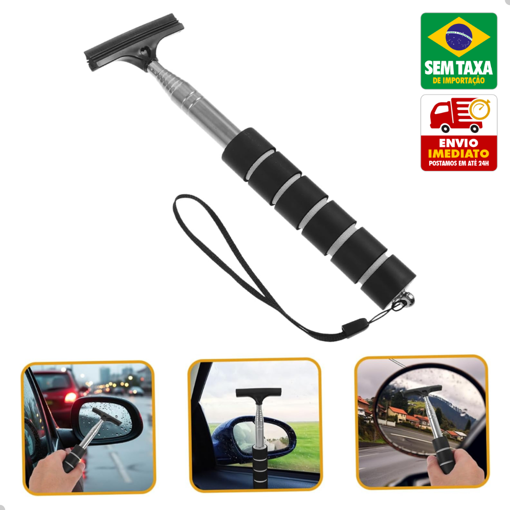 Rodo Telescópico para Limpeza de Espelho Retrovisor Carro Vidro Automotivo Portátil em Oferta na Shopee