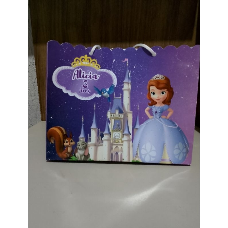 Sacolas Surpresa personalizadas para lembrancinhas de aniversário - Princesa Sofia - Todos os temas - Semi montadas