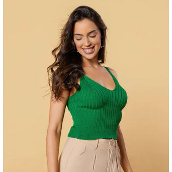 Blusa Regata Tricô Verão Tendencia Moda Blogueira  - Regatinha Tricô de Alça Novidade 2026
