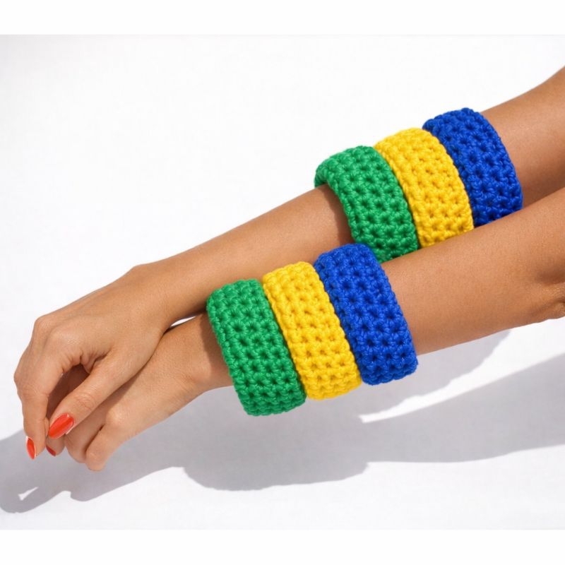 Bracelete Artesanal em Crochê – Fio Náutico em Oferta na Shopee