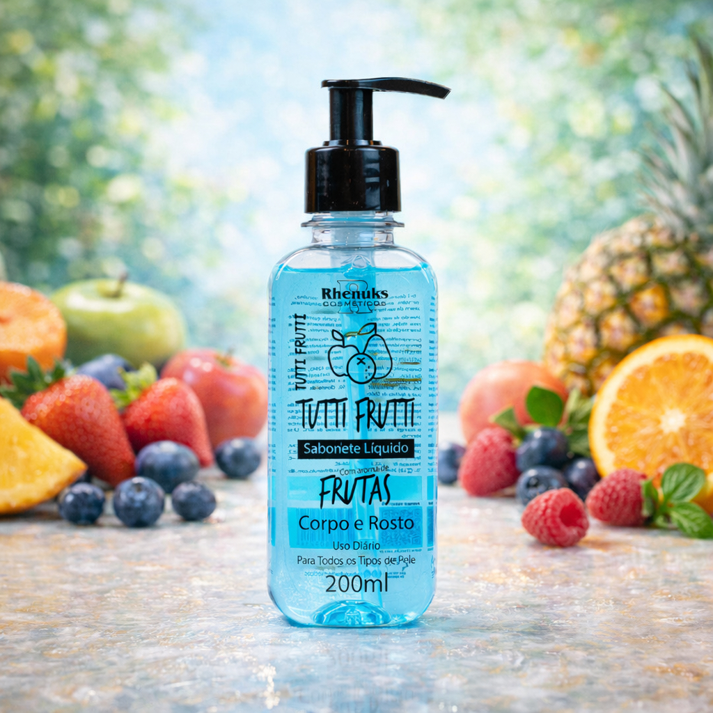 Sabonete Tutti Frutti Rhenuks 200ml Cheiro Doce Suave Pele Macia Uso Diário
