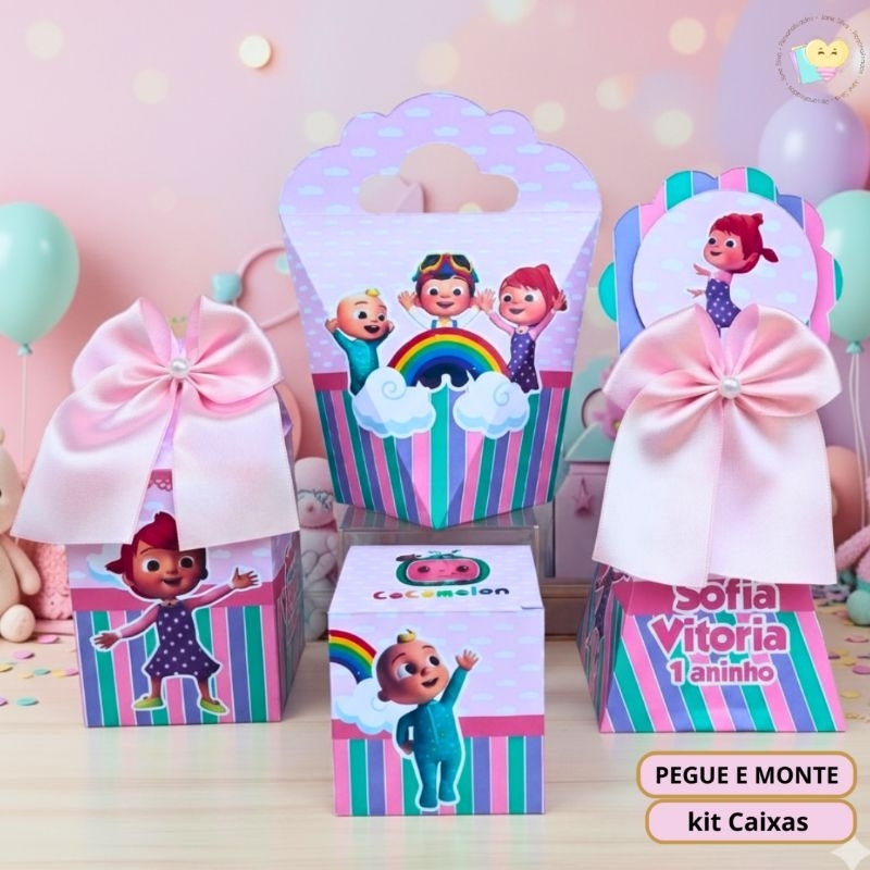 Kit Festa Cocomelon Menina - Personalizados - Lembrancinhas - Festa Infantil - Aniversário- Decoração / PEGUE E MONTE