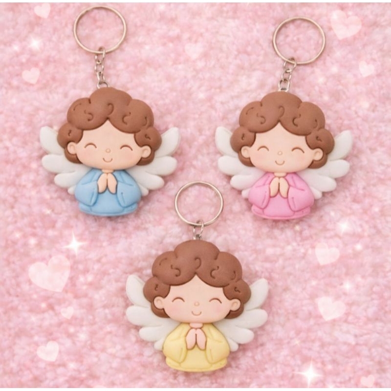 Kit 10/25 Chaveiros Lembrancinha Anjinhos Festa Infantil Aniversário Maternidade Chá Bebê Fraldas Batizado Anjo