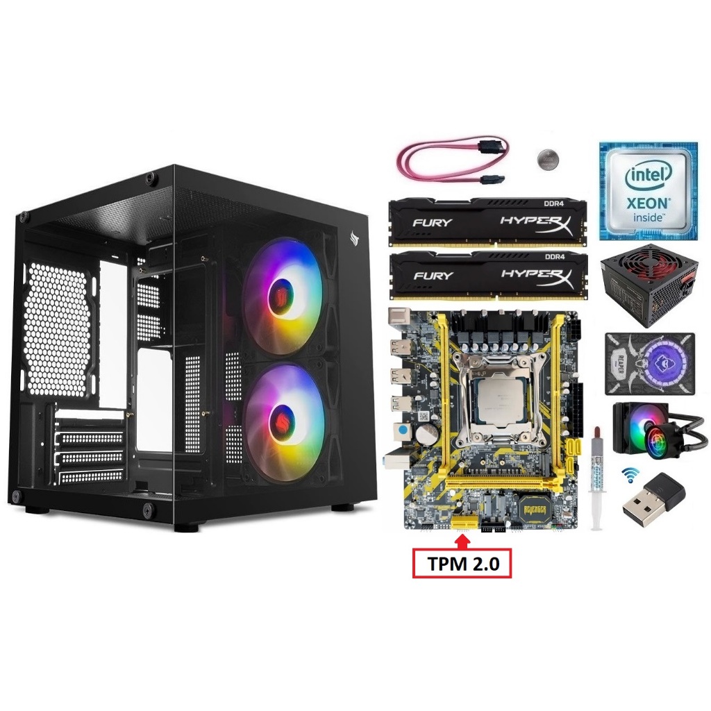 Kit Gamer X99 Xeon E5 2680 v4/ 8GB-16GB DDR4/ Gabinete + Fonte 500w + SSD + HD