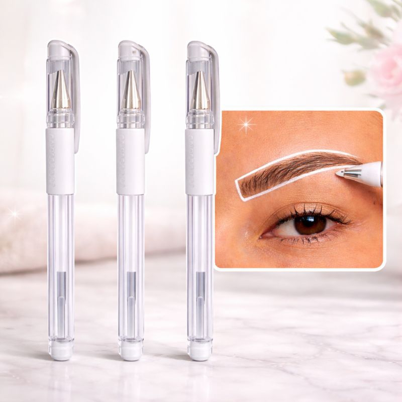 Kit 3 Canetas Gel Branca para Sobrancelha Profissional Mapeamento Precisão Não Borra