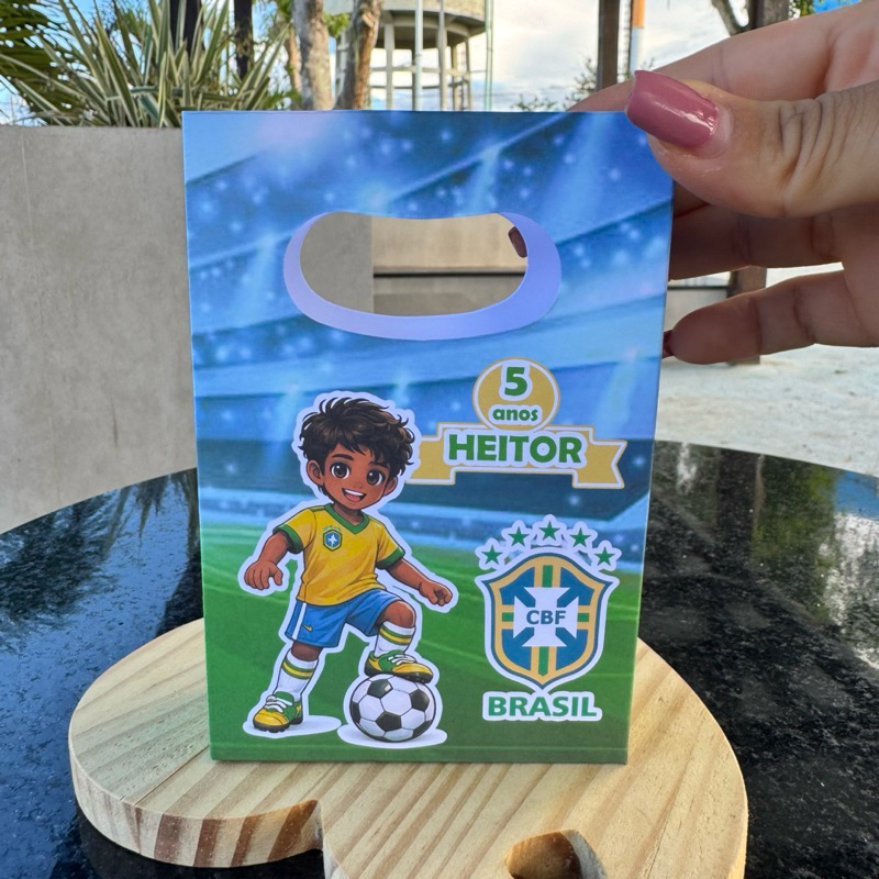 sacolinha personalizada futebol copa do mundo Brasil - PEGUE E MONTE - festa infantil - lembrancinha