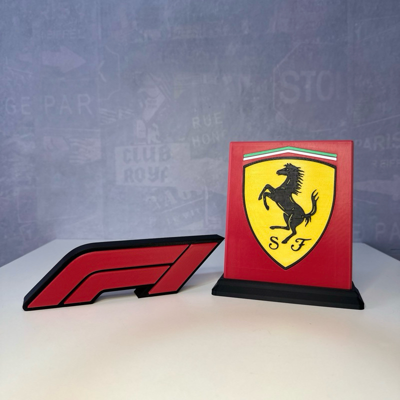 Kit Decorativo Fórmula 1 Ferrari | Letreiro F1 + Escuderia Ferrari | Decoração Esportiva