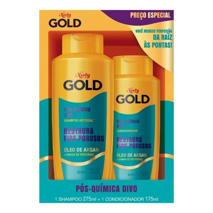 Kit Niely Gold Shampoo 275ml + Condicionador 175ml Argan Pós Quimica