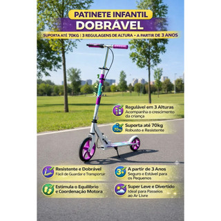 Patinete Ajustável  Infantil Dobrável Rodas Grandes Resistente Promoção 🛴