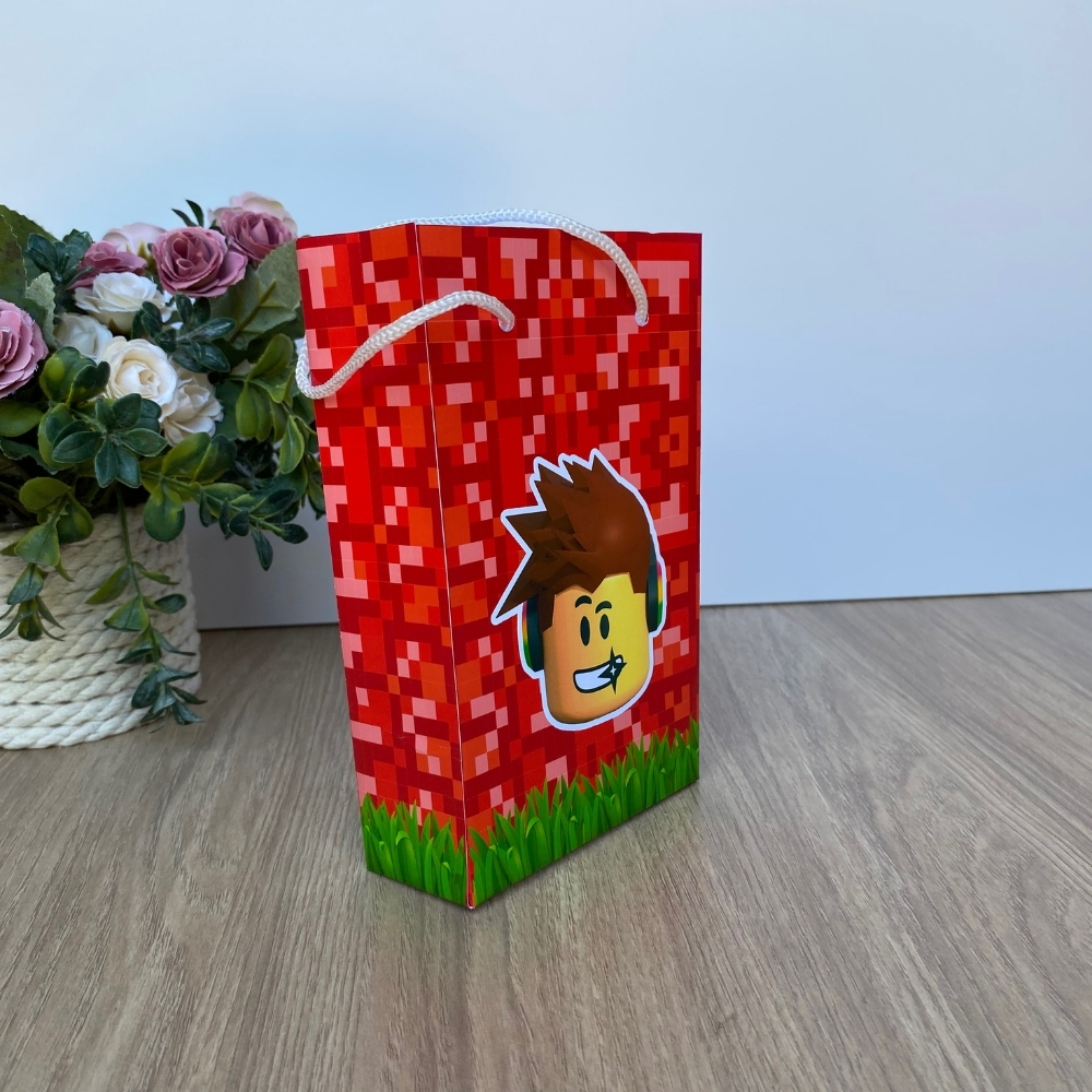 Sacolinha Surpresa Roblox vermelho menino - Personalizados - Lembrancinha - Festa Infantil - Aniversário / PEGUE E MONTE