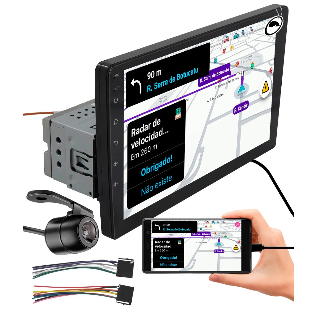 Multimídia MP5 9" Polegadas Traseira 1 Din H-Tech HT-9001G2 + Câmera de Ré