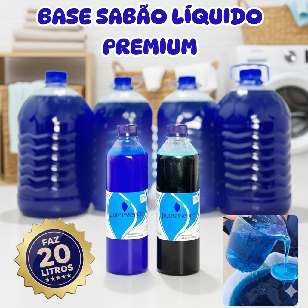 Base Sabão Líquido Faz 20L – Kit Blend Concentrado 2 Frascos – Lava Roupas Fácil de Fazer