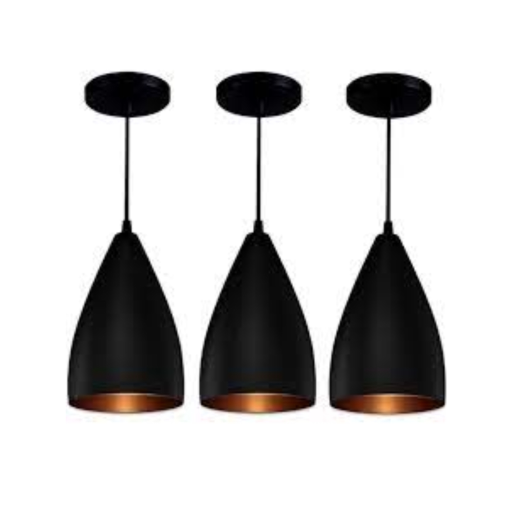 3 Soft Luminaria SCone Vegas Preto Cobre Luminária Alumínio Lustre 17Cm  Cozinha