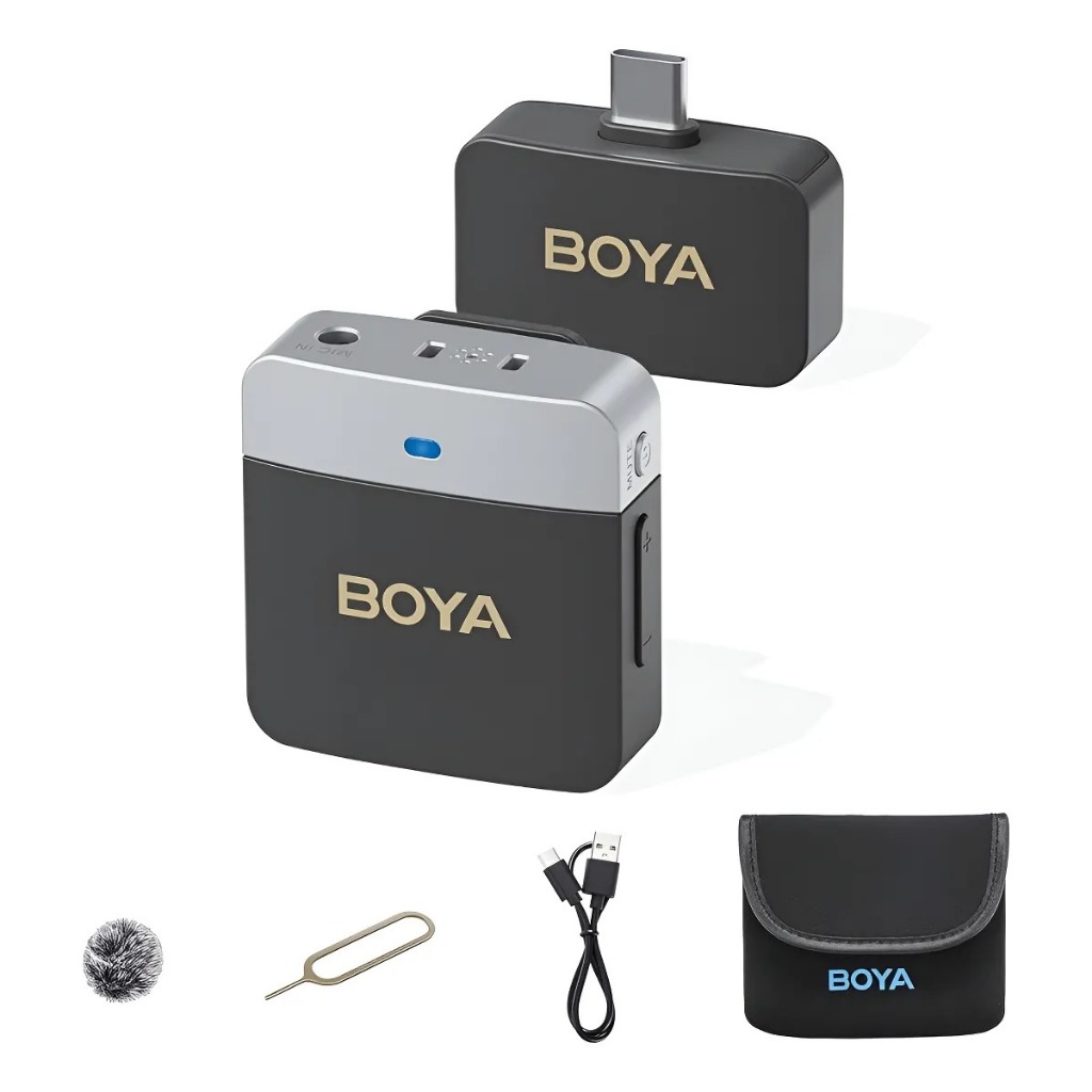 Microfone Lapela Sem Fio Boya By-m1v3-c Duplo Tipo-c Openbox Microfones