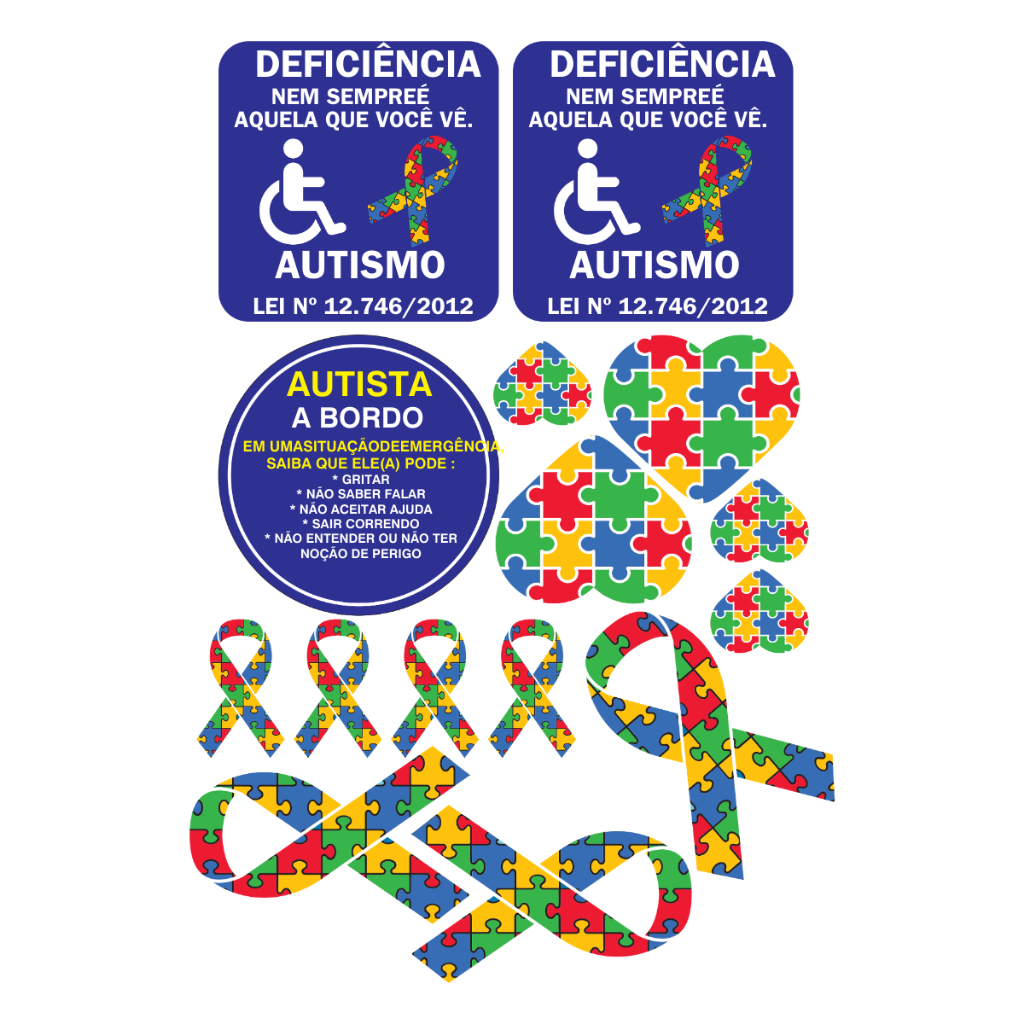 Adesivos Simbolo Autismo Lei 12.764 Identificacao Veicular para Carro Moto Vidro Parabrisa Kit em Oferta na Shopee