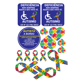 Adesivos Simbolo Autismo Lei 12.764 Identificacao Veicular para Carro Moto Vidro Parabrisa Kit em Oferta na Shopee