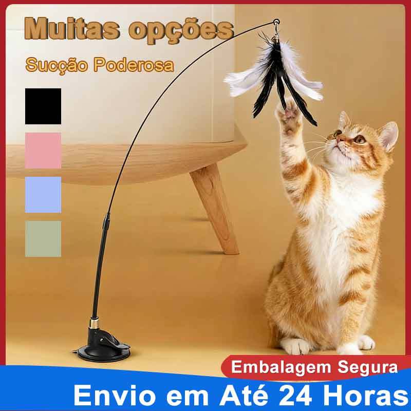 Brinquedo Para Gatos Interativo Varinha Pena Com Ventosa Que Fixa Que Fixa No Chão em Oferta na Shopee