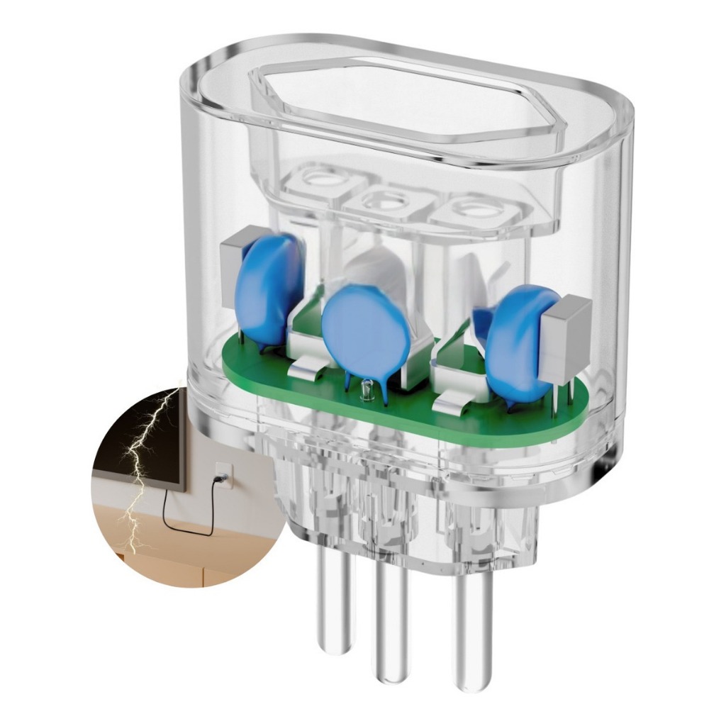 Protetor Contra Surtos Elétricos Raios Dps 3 Entradas 20a 3600w Bivolt 127/220v