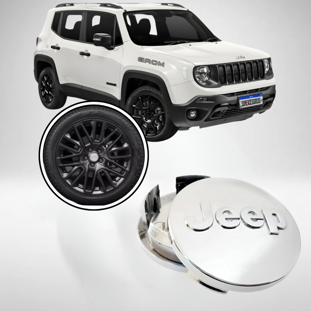 Calota Meio Centro Tampa Roda Jeep Renegade Cromada - Original