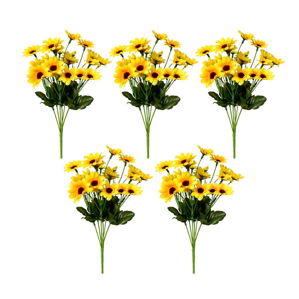Buquês de Girassol Artificial Amarelo Flores Decoração