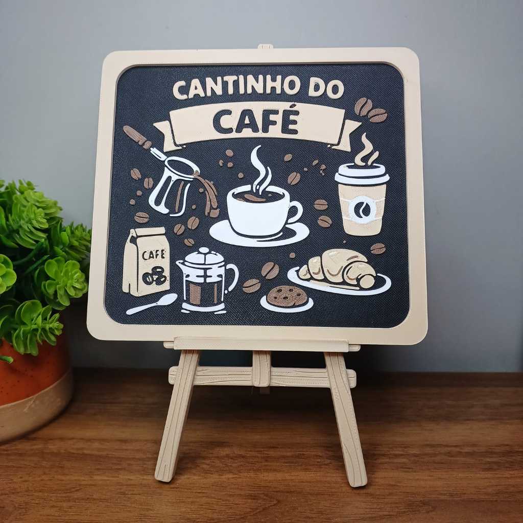 Placa Decorativa Cantinho do Café ☕ Letreiro 3D em PLA | Decoração Moderna