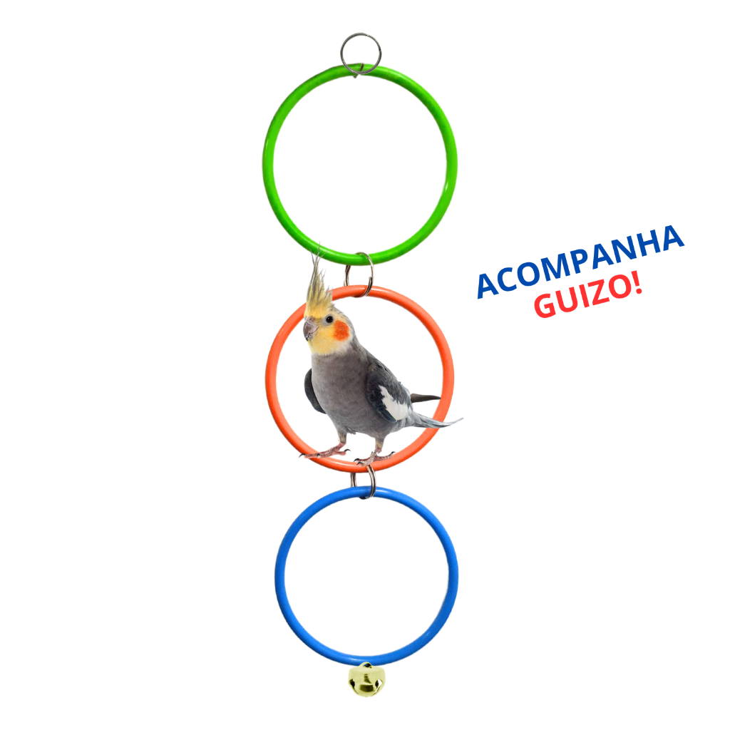Argola Tripla Calopsita Balanço Brinquedo Pássaros Aves Colorida em Oferta na Shopee