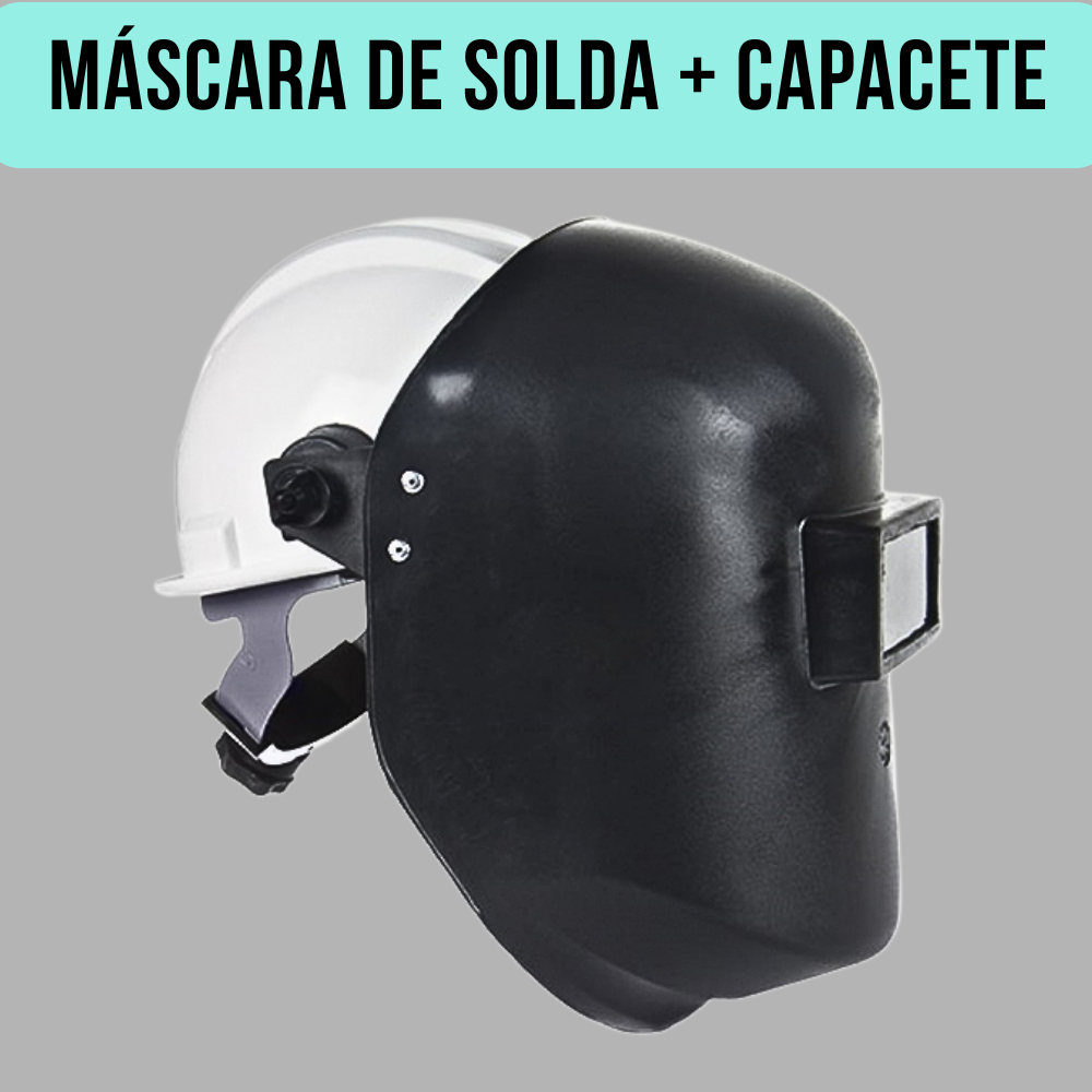 Conjunto Máscara De Solda Com Capacete Acoplado Soldador Epi LEDAN