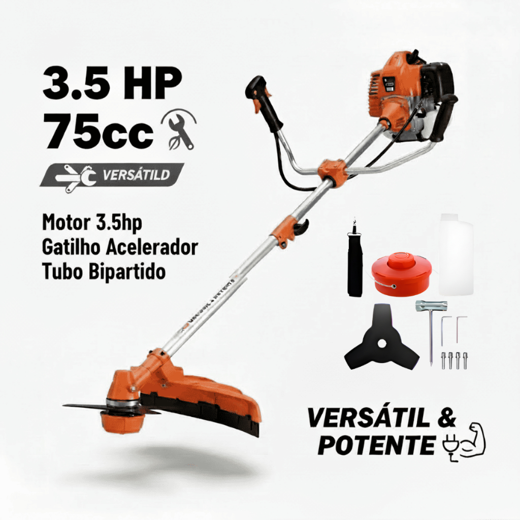 Roçadeira a Gasolina 75cc 3,5hp Motor Forte para Serviços Pesados Nakasaki