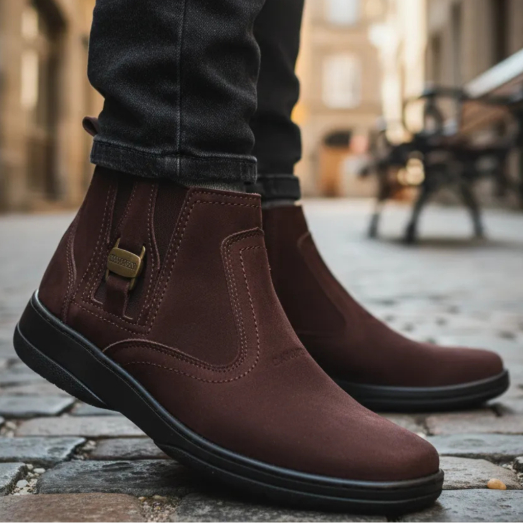 Botina Country Bota Couro Cor Marrom Solado Borracha Costurado Botinha Cano Curto Agronegocio 1020