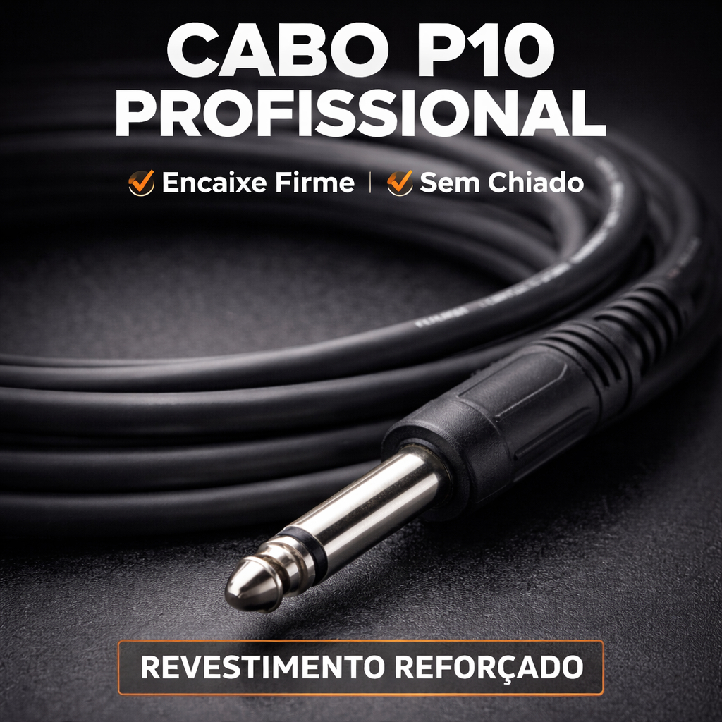Cabo P10 3 Metros Para Violão e Guitarra Blindado Profissional Reforçado Durabilidade em Oferta na Shopee
